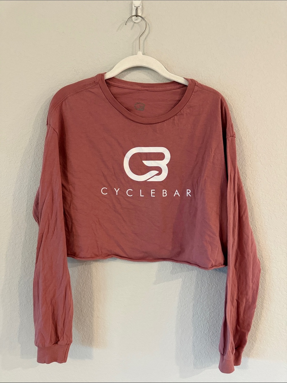 Cyclebar Cropped Long-Sleeve Tee in Dusty Rose